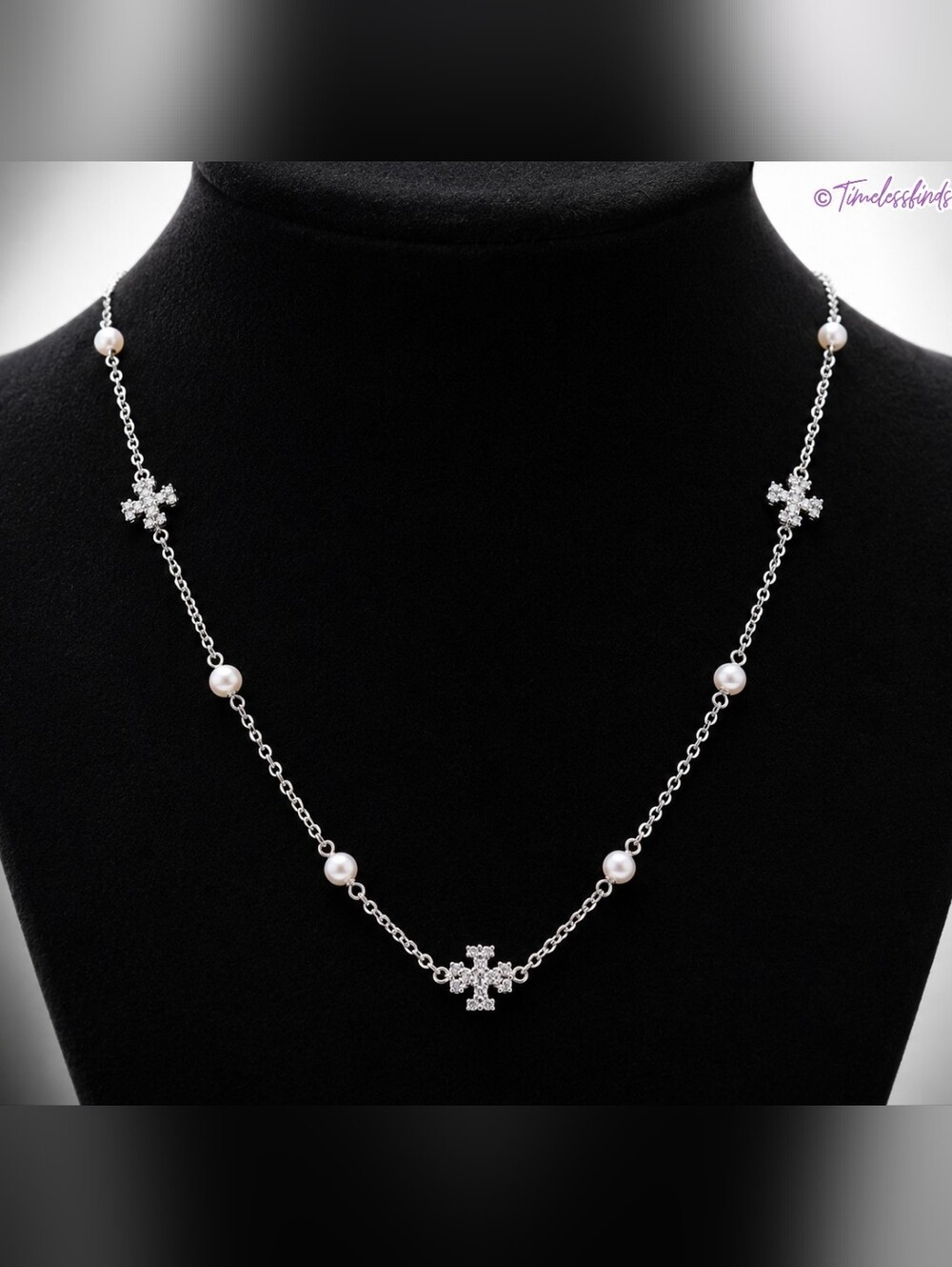 Tory Burch Delicate Kira Pearls & Crystal Pavè Station necklace